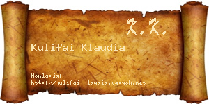 Kulifai Klaudia névjegykártya